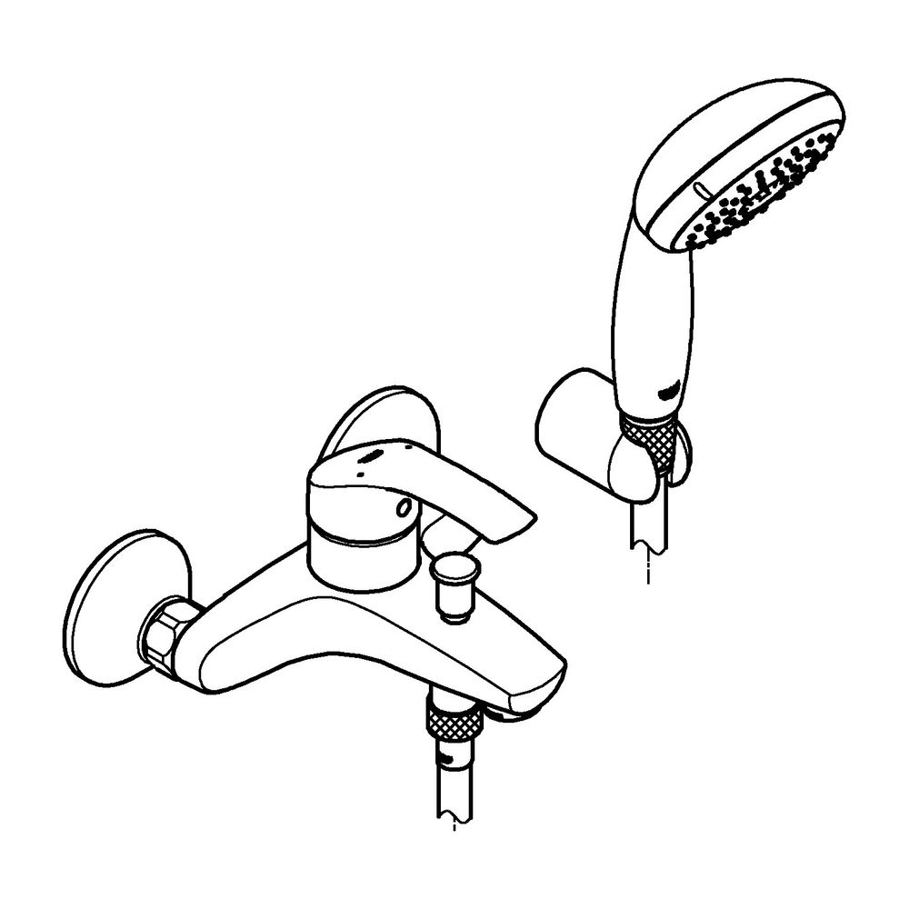 GROHE EH-Wannenbatterie Eurosmart 33302_2 mit Wandhalterset chrom... GROHE-3330220A 4005176456510 (Abb. 2)