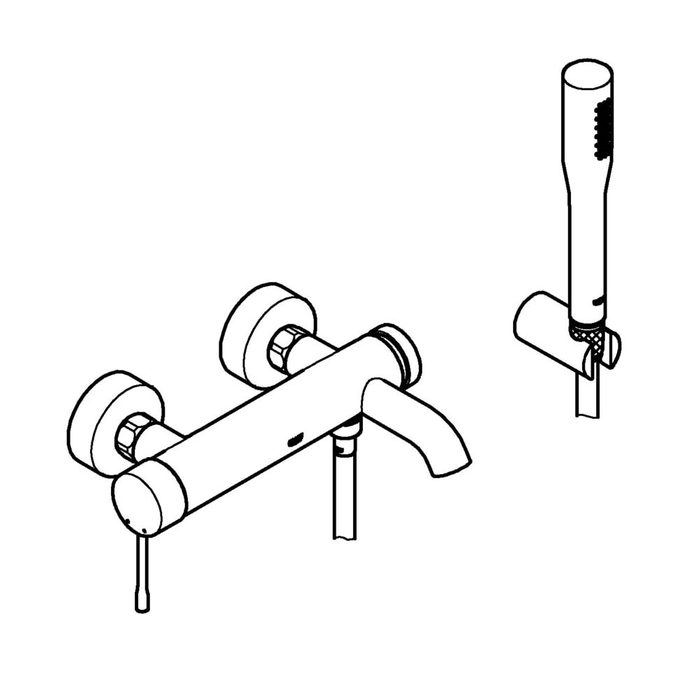 Grohe Essence Einhand-Wannenbatterie, mit Brausegarnitur, eigensicher, Chrom, 33628001... GROHE-33628001 4005176990793 (Abb. 2)