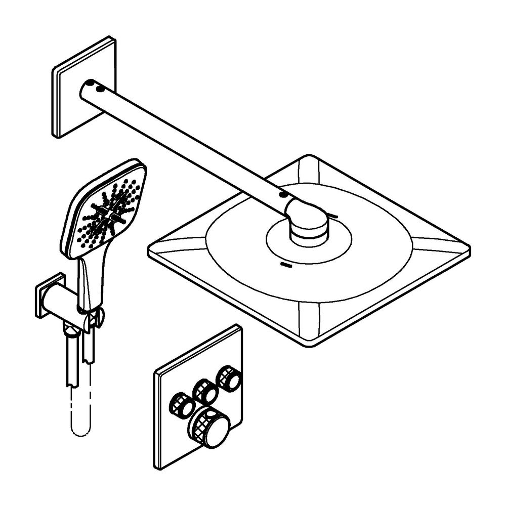 Grohe Grohtherm SmartControl Unterputz Duschsystem Thermostat eckige Form Hard Graphite... GROHE-34864AL0 4005176790843 (Abb. 2)
