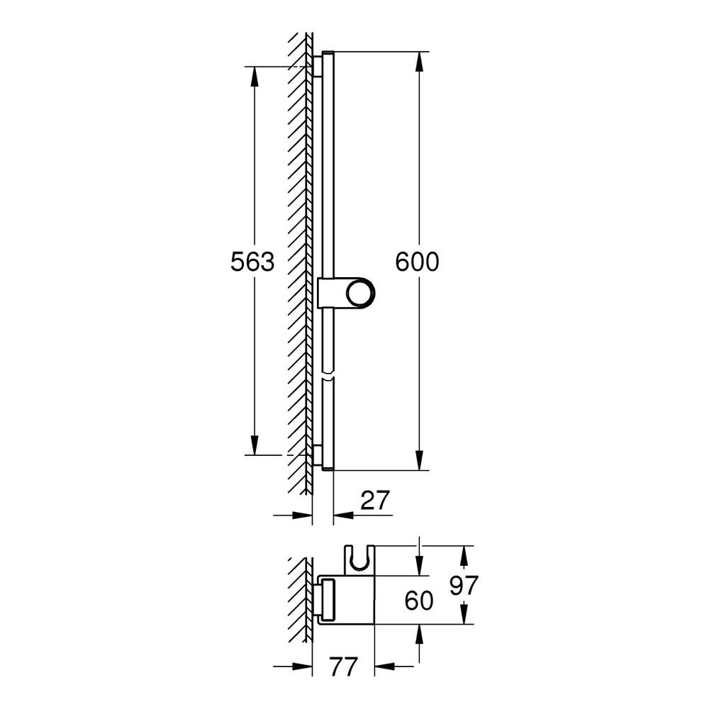 Grohe Rainshower Aqua Brausestange 600mm, Phantom Black... GROHE-101673KF00 4067393005544 (Abb. 3)