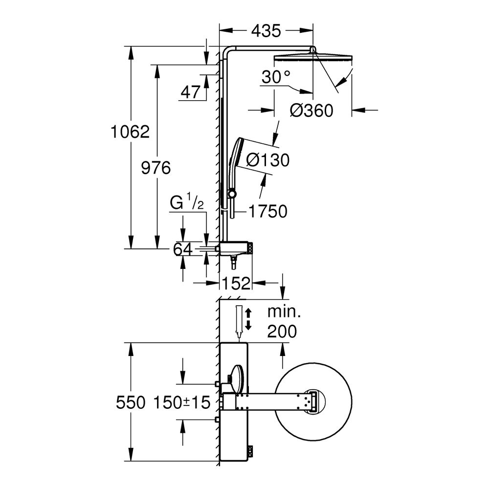 Grohe Aqua Pure Rainshower Duschsystem rund Warm Sunset 15l/min, mit Kopfbrause und T... GROHE-101680DA00 4067393005483 (Abb. 3)