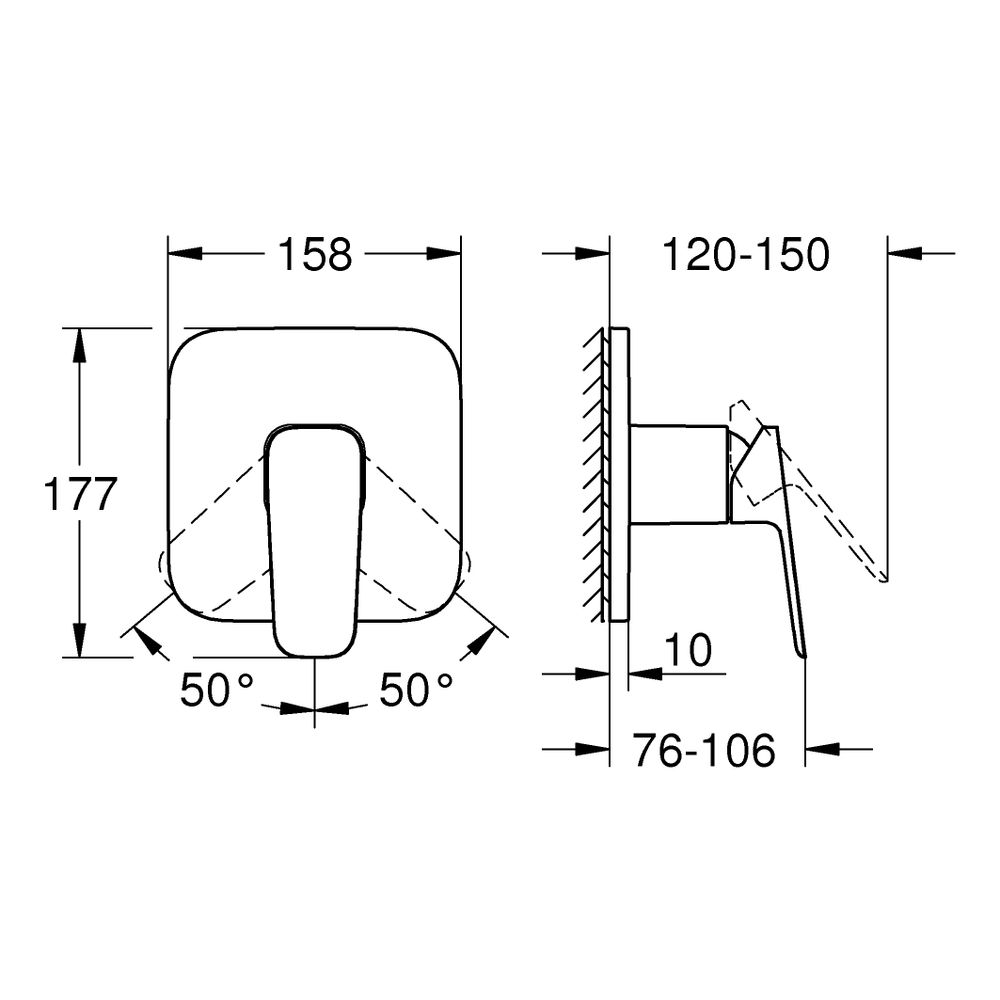 Grohe Cubeo Einhand-Brausebatterie Chrom, Fertigmontageset für Rapido SmartBox 35604... GROHE-1017770000 4067393010609 (Abb. 3)