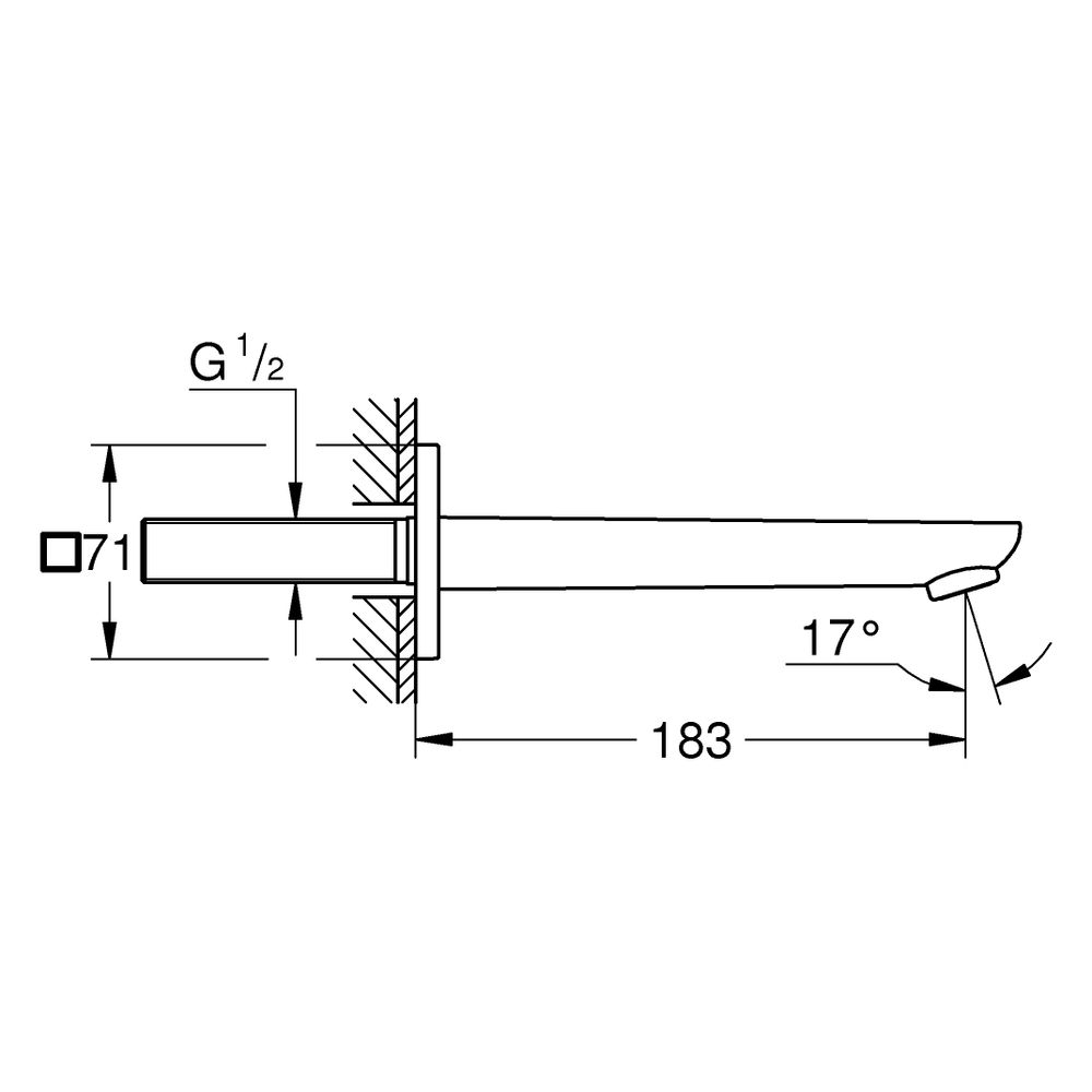 Grohe Cubeo Wanneneinlauf, Wandmontage, Ausladung 183mm, Außengewinde 1/2", Chrom, 10... GROHE-1017790000 4067393010685 (Abb. 3)