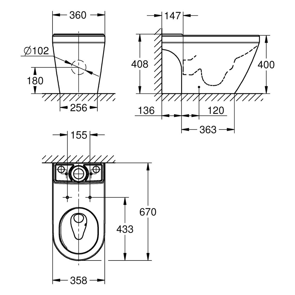 Grohe Stand-WC-Kombination Euro Keramik, Abgang universal, Alpinweiß, 102488SH00... GROHE-102488SH00 4067393022008 (Abb. 3)