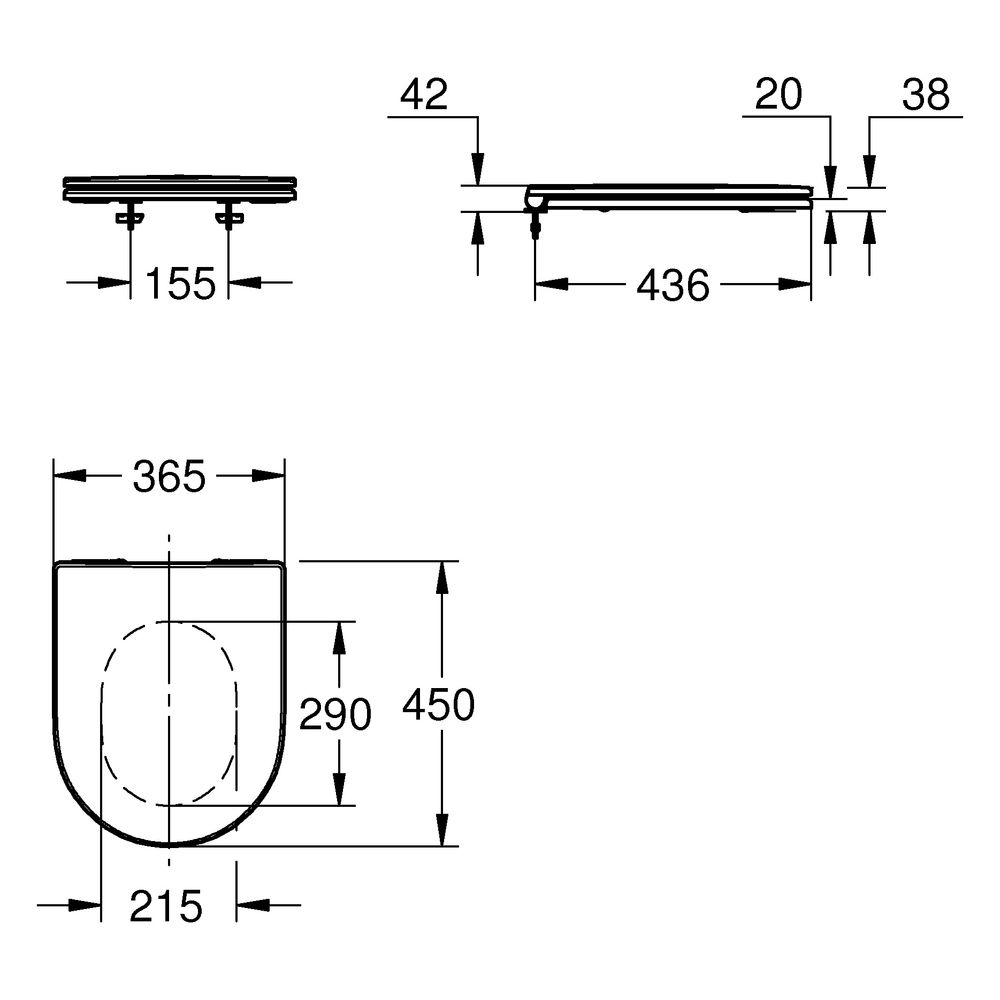 Grohe WC-Sitz Euro Keramik mit Absenkautomatik, mit Deckel, Alpinweiß, 102500SH00... GROHE-102500SH00 4067393022022 (Abb. 3)