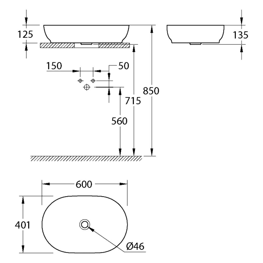 Grohe Essence Aufsatzschale, 600x400mm, ohne Hahnloch, ohne Überlauf, ohne Ablaufgarn... GROHE-103563SH00 4067393032564 (Abb. 2)