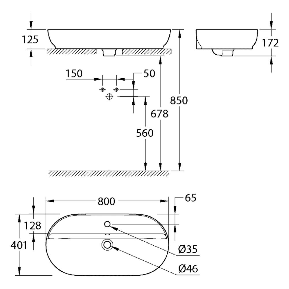 Grohe Essence Aufsatzschale, 800x400mm, 1 Hahnloch, mit Überlauf, ohne Ablaufgarnitur... GROHE-103571SH00 4067393032649 (Abb. 2)