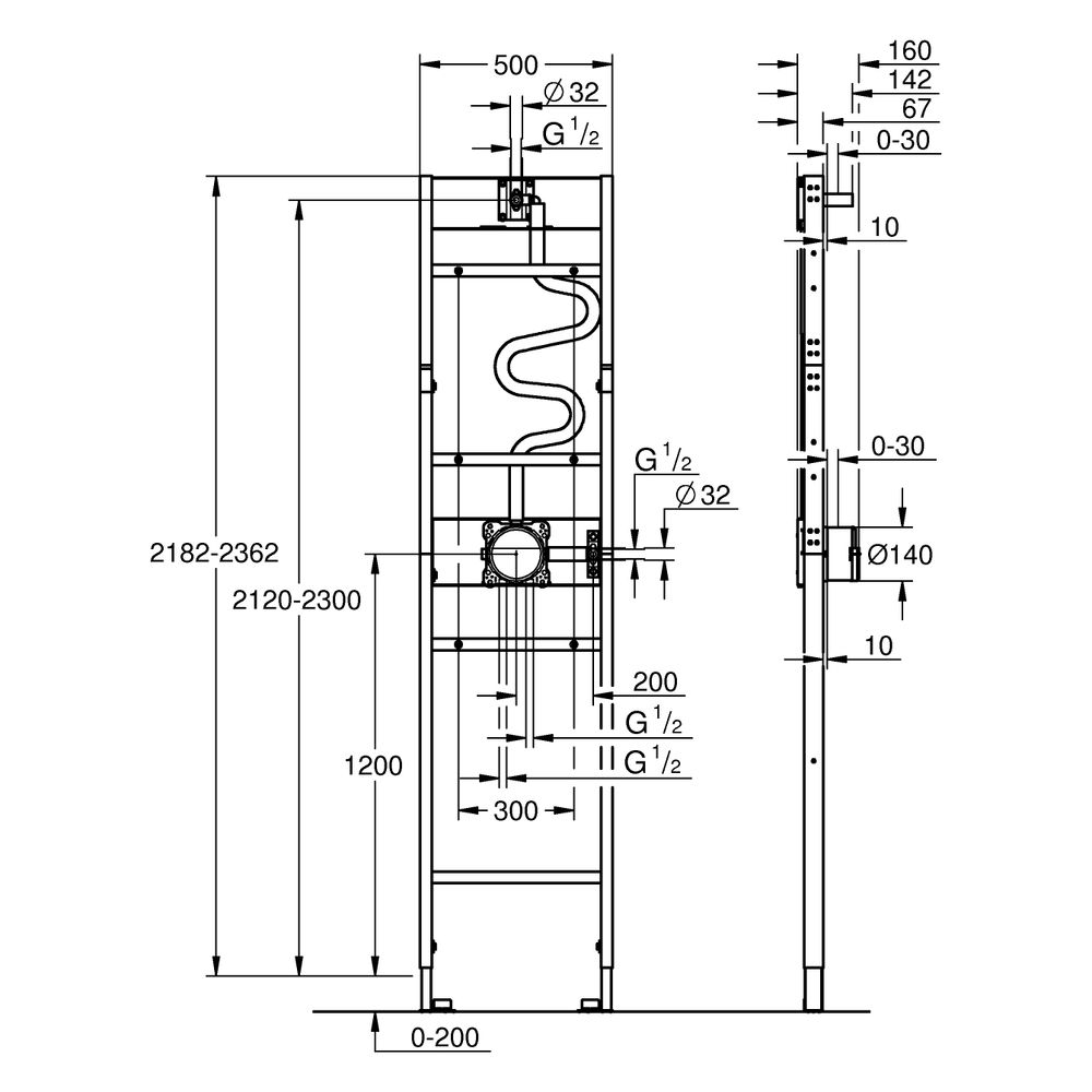 Grohe Duschrahmen Rapido 3 für MONO Brausen, Unterputz-Installationen mit Hand- und M... GROHE-1039939990 4067393034339 (Abb. 4)
