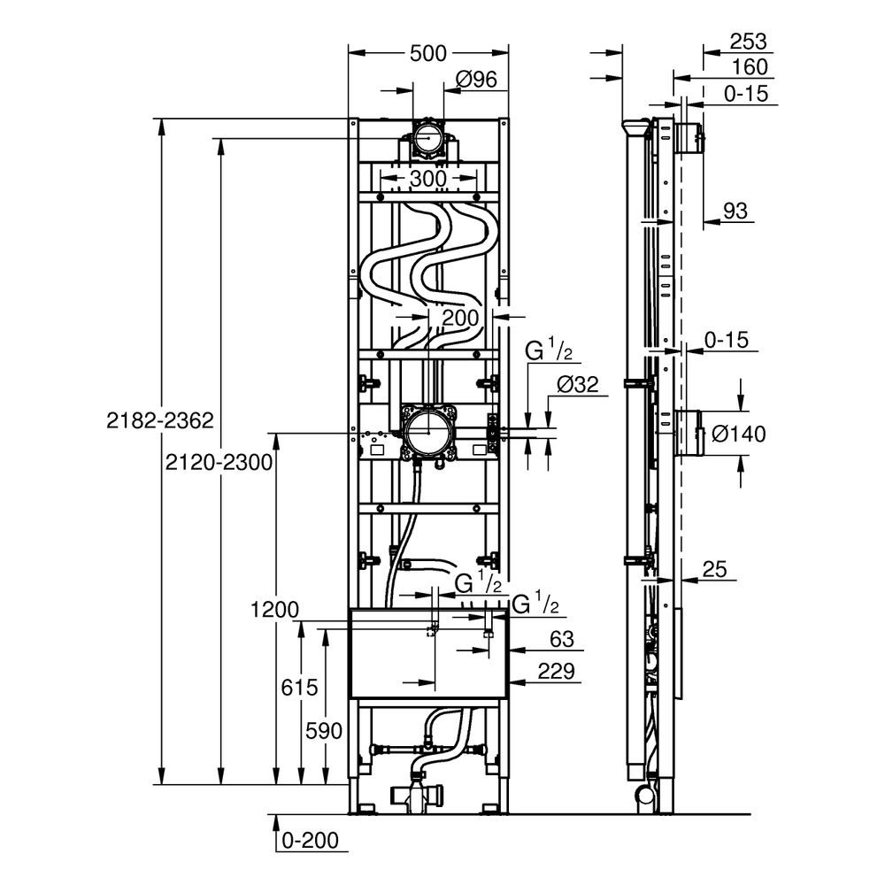 Grohe Rapido Duschrahmen Duo Heat Recovery plus für DUO Brausen UP, mit Wärmerückgewi... GROHE-1057879990 4067393055686 (Abb. 3)