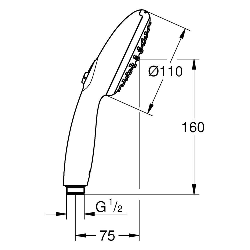 Grohe Handbrause für Purefoam 110, 2 Strahlarten Rain/Jet, schwarzer Strahlbildner, C... GROHE-1072990000 4067393081876 (Abb. 3)