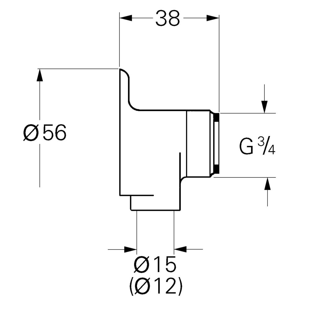 Grohe Wandscheibe, 3/4" x 15mm Lötanschluss, mit StarLight Oberfläche, Chrom, 12018000... GROHE-12018000  (Abb. 3)