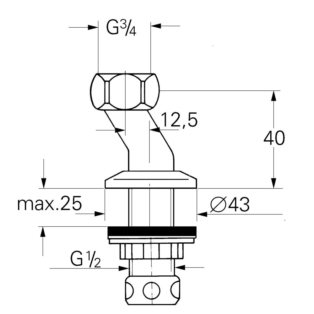 Grohe Anschluss gerade, 1/2" x 3/4", mit StarLight Oberfläche, Chrom, 12020000... GROHE-12020000  (Abb. 2)