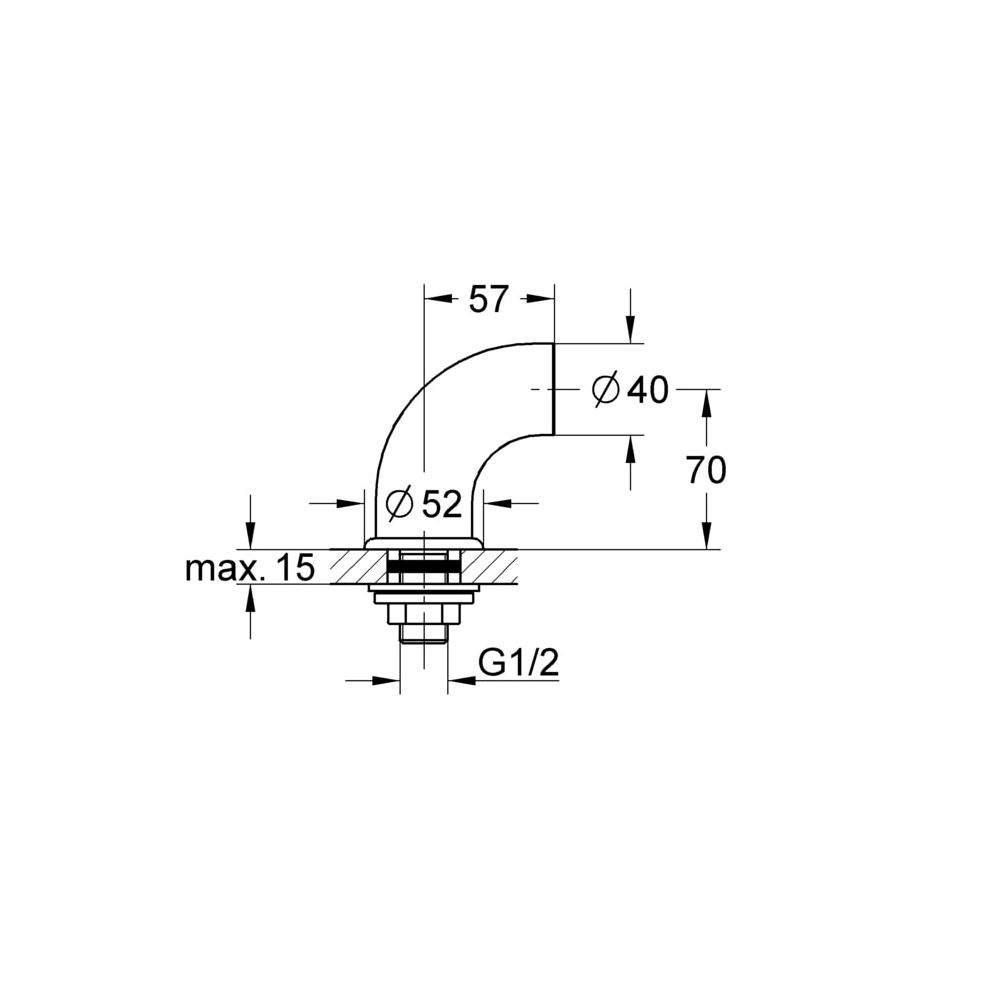 Grohe Standanschluss 1/2", 57mm Ausladung, Edelmessing matt/Edelmessing,12060YA0, 12060YA0... GROHE-12060YA0  (Abb. 3)