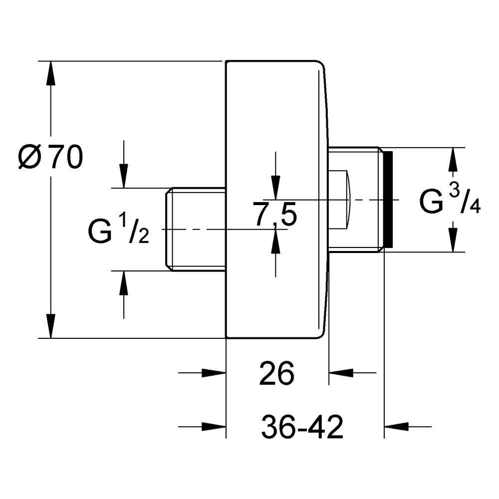 Grohe S-Anschluss, 1/2" x 3/4", Verstellbarkeit 7,5mm, Phantom Black, 12662KF0... GROHE-12662KF0 4005176729812 (Abb. 3)