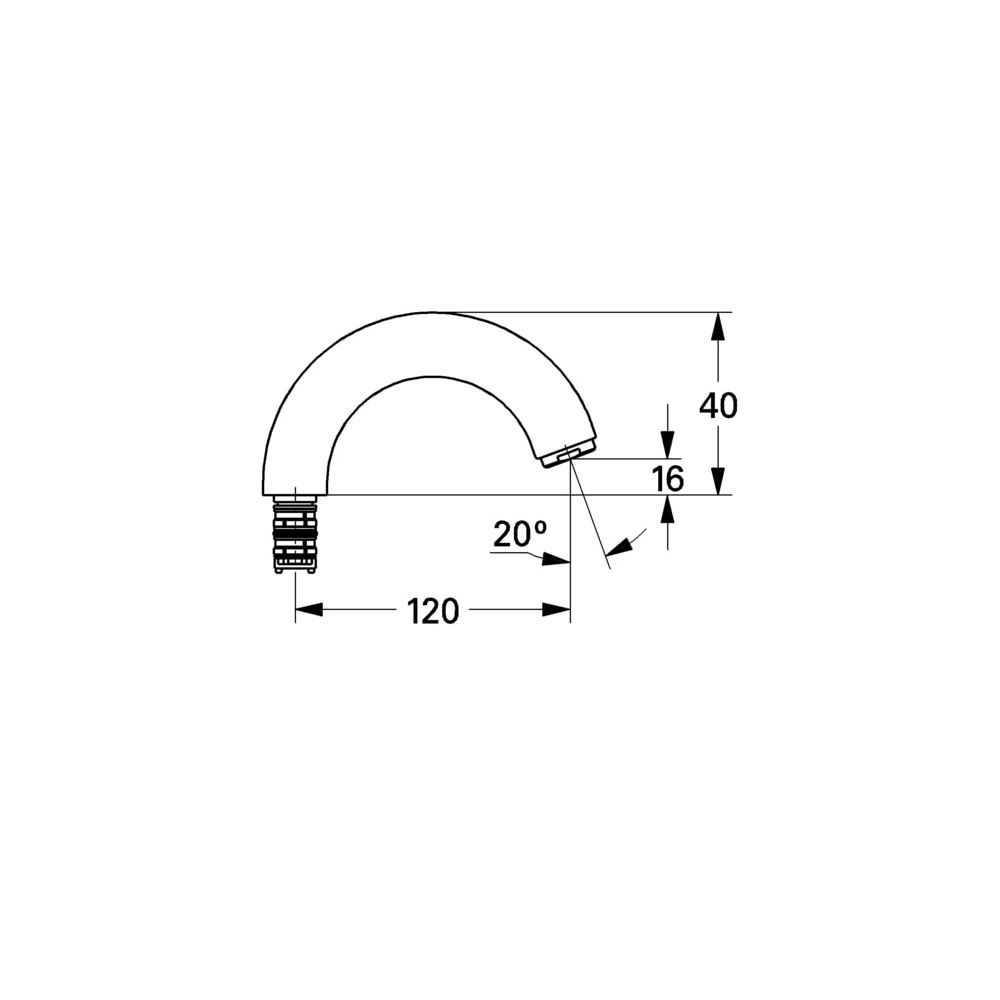 Grohe Gussauslauf Ausladung 120mm, Auslauf mit Mousseur, mit Anschlagbegrenzung, Weiß, 13014L00... GROHE-13014L00  (Abb. 3)