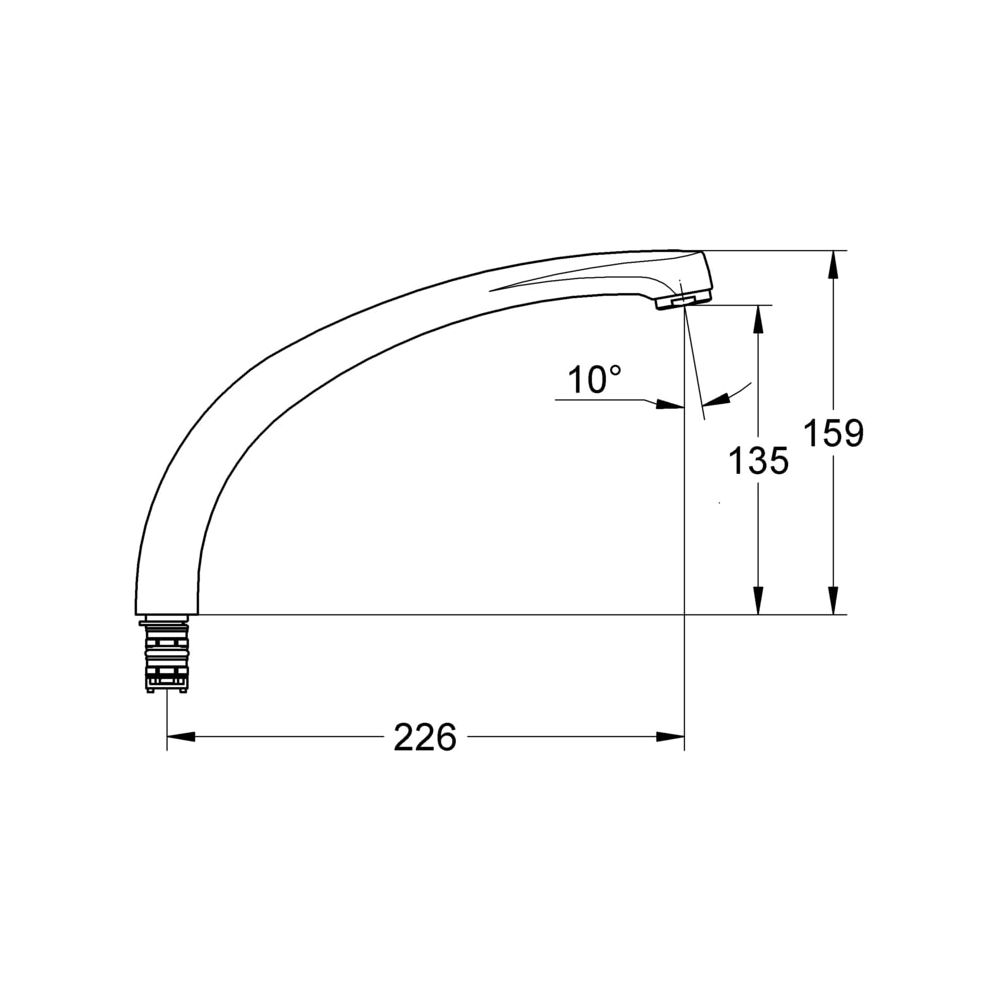 Grohe Gussauslauf, mit Mousseur, mit Anschlagbegrenzung, 226mm, StarLight, Chrom, 13142000... GROHE-13142000  (Abb. 2)