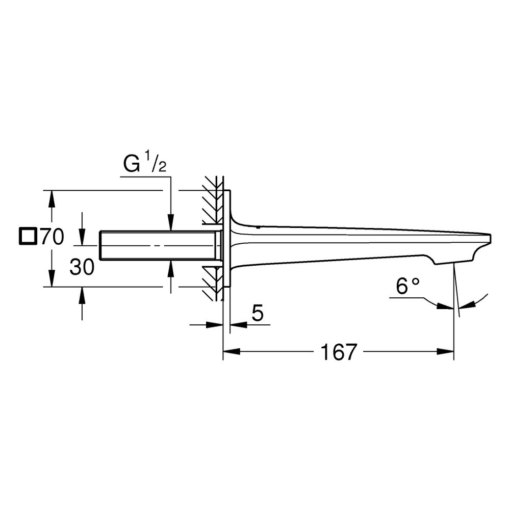 Grohe Allure Wanneneinlauf, DN 20, Wandmontage, Ausladung 167mm, Phantom Black, 13264KF... GROHE-13264KF1 4067393056416 (Abb. 3)