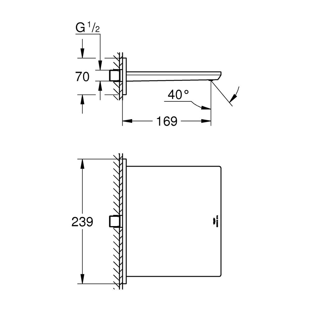 Grohe Allure Schwallauslauf für Wanne/Brause mit Glasplatte, Ausladung 169mm, Superstee... GROHE-13317DC1 4005176954092 (Abb. 3)