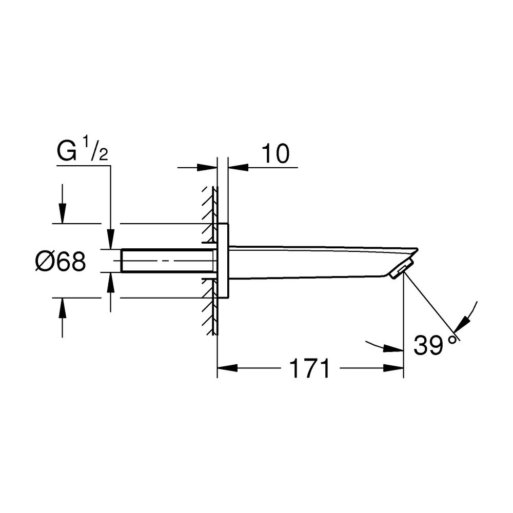Grohe Eurosmart Wanneneinlauf Wandmontage Ausladung 171mm Mattschwarz, Außengewinde 1/... GROHE-134482433 4067393017103 (Abb. 3)
