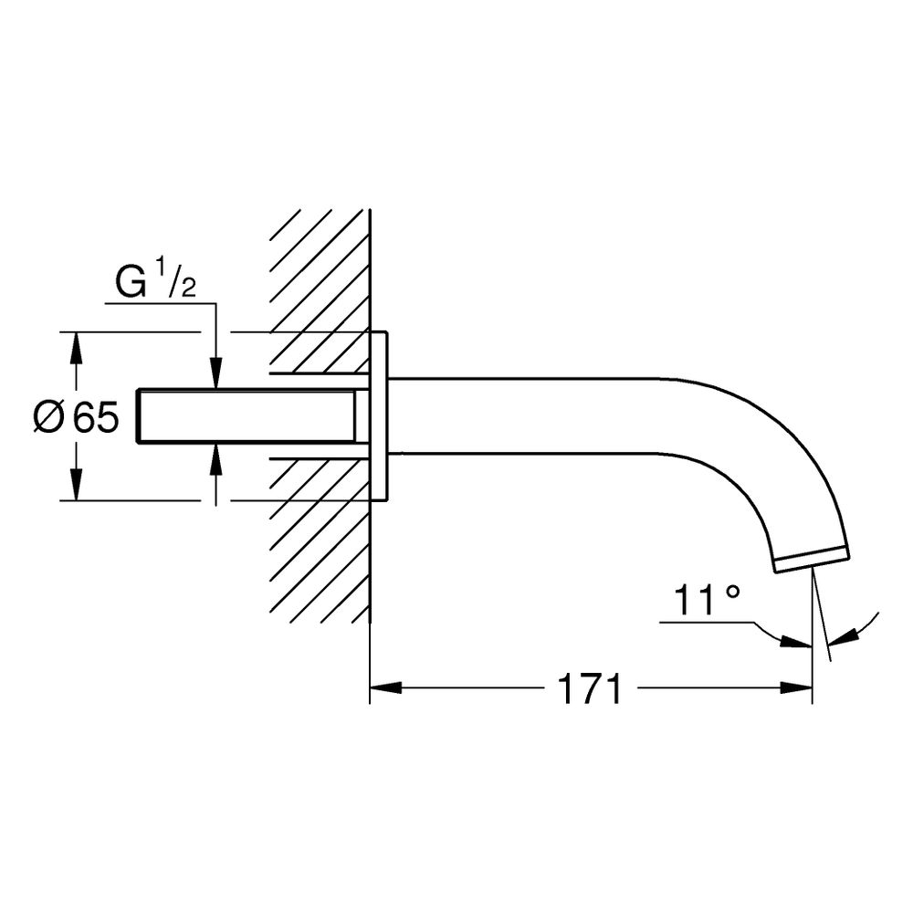 Grohe Atrio Wanneneinlauf, Wandmontage, Ausladung 171mm, Phantom Black, 13487KF0... GROHE-13487KF0 4067393056522 (Abb. 3)