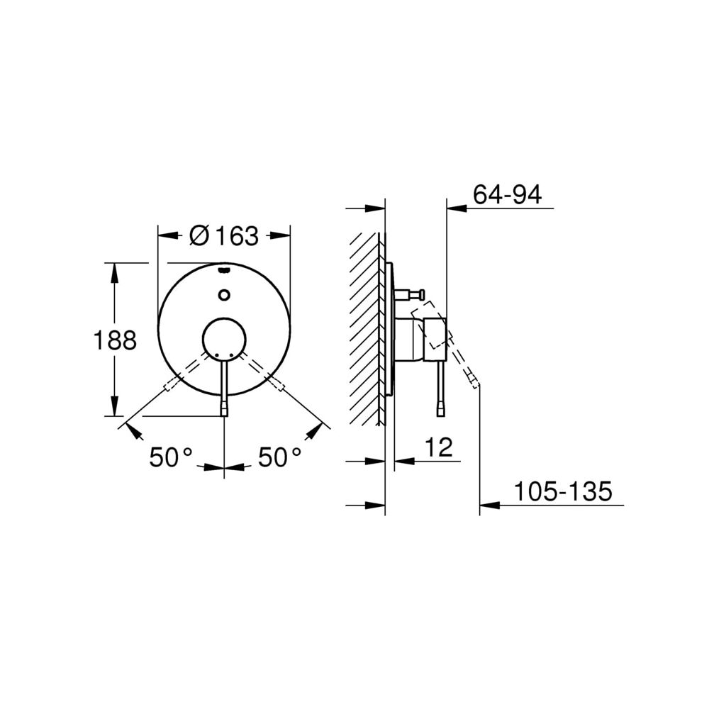 Grohe Essence Einhand-Wannenbatterie, Fertigmontageset für Rapido E, Cool Sunrise gebür... GROHE-19285GN1 4005176426544 (Abb. 3)