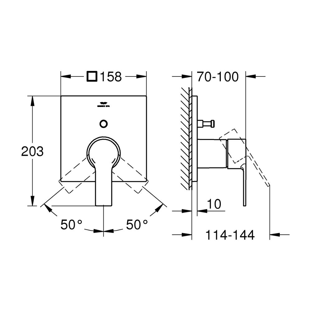 Grohe Allure Einhand-Wannenbatterie, Hard Graphite gebürstet, Fertigmontageset für Rapi... GROHE-19315AL1 4005176514111 (Abb. 3)