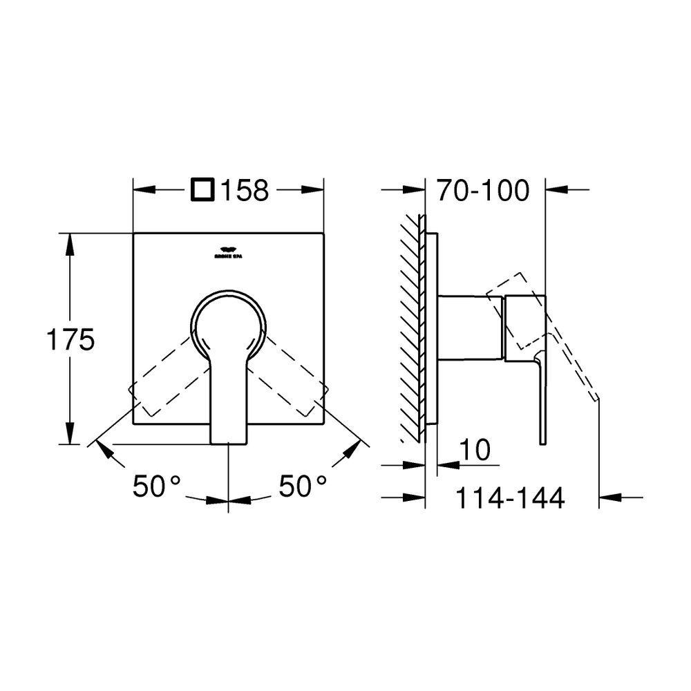 Grohe Allure Einhand-Brausebatterie, Fertigmontageset für Rapido SmartBox, verdeckte Be... GROHE-19317GN1 4005176513572 (Abb. 9)