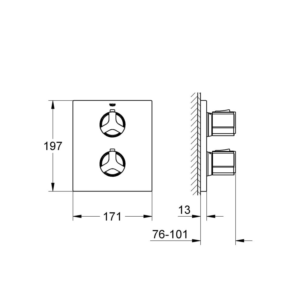Grohe Veris Thermostat-Brausebatterie Allure, Fertigmontageset für Rapido T, Chrom, 19380000... GROHE-19380000  (Abb. 3)