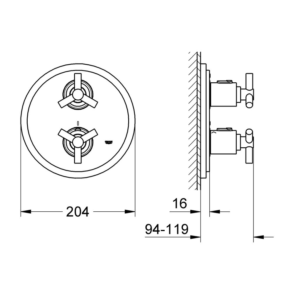 Grohe Atrio Thermostat-Brausebatterie mit Ypsilon-Griff, Messing, Chrom, 19394000... GROHE-19394000 4005176831270 (Abb. 3)