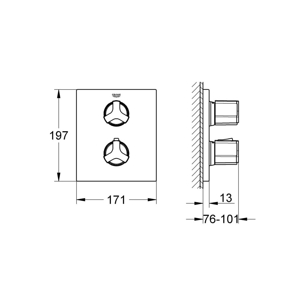 Grohe Thermostat mit integrierter 2-Wege-Umstellung für Wanne oder Dusche mit mehr als ... GROHE-19446000 4005176840807 (Abb. 3)
