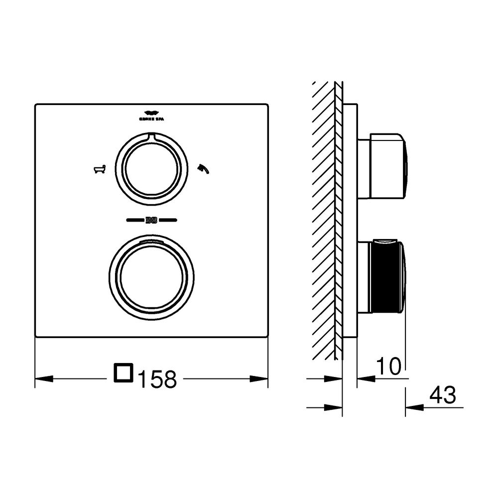 Grohe Allure Thermostat-Wannenbatterie, Warm Sunset, integrierte 2-Wege-Umstellung, Fer... GROHE-19446DA2 4005176512698 (Abb. 3)