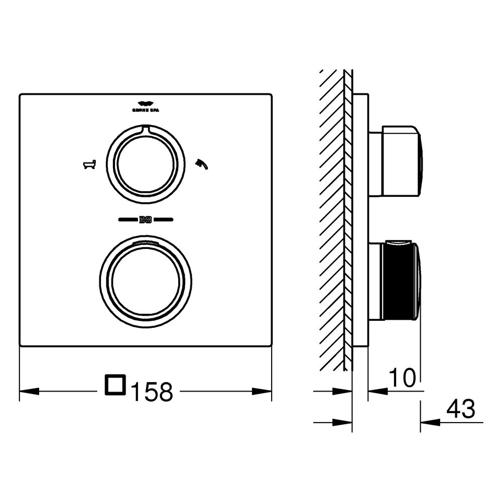 Grohe Allure Thermostat-Brausebatterie 19446, integr. 2-Wege-Umstellung, Fertigmontages... GROHE-19446KF2 4067393057185 (Abb. 3)