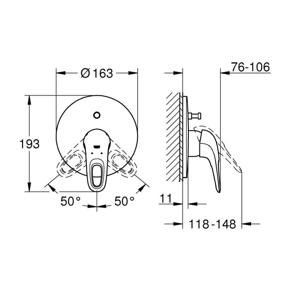 Grohe Eurostyle Einhand-Wannenbatterie, Fertigmontageset für Rapido E, Chrom, 19506003... GROHE-19506003 4005176334399 (Abb. 3)