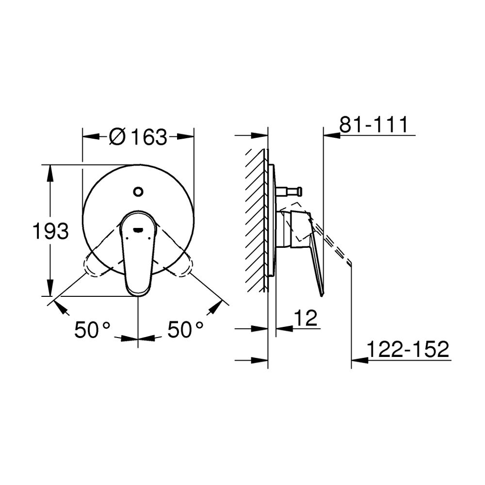 Grohe Eurodisc Cosmopolitan Einhand-Wannenbatterie Fertigmontageset für, Chrom, 1954800... GROHE-19548002 4005176887840 (Abb. 3)