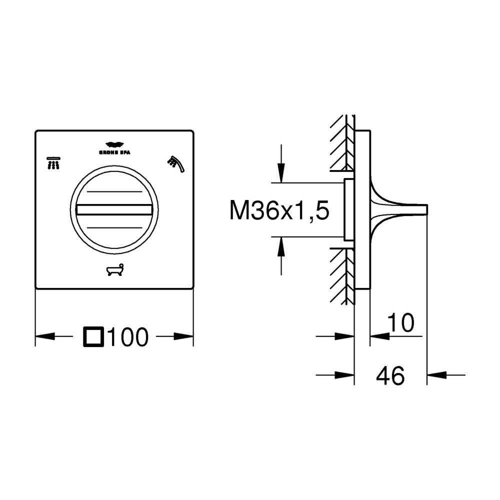 Grohe Allure 3-Wege-Umstellung Supersteel, Fertigmontageset für 29033... GROHE-19590DC1 4005176954184 (Abb. 3)