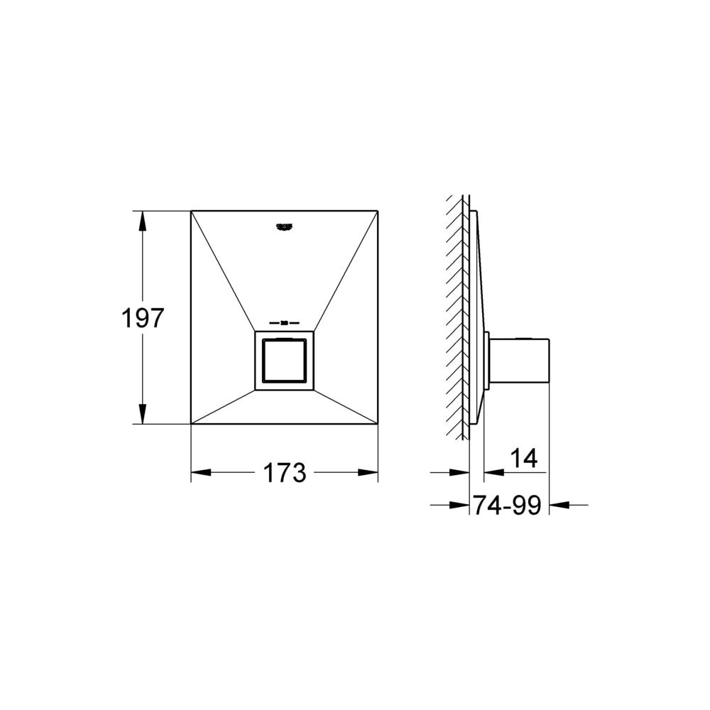 Grohe Allure Brilliant Thermostat-Zentralbatterie, Fertigmontageset für Rapido T, Chrom, 19887000... GROHE-19887000  (Abb. 3)
