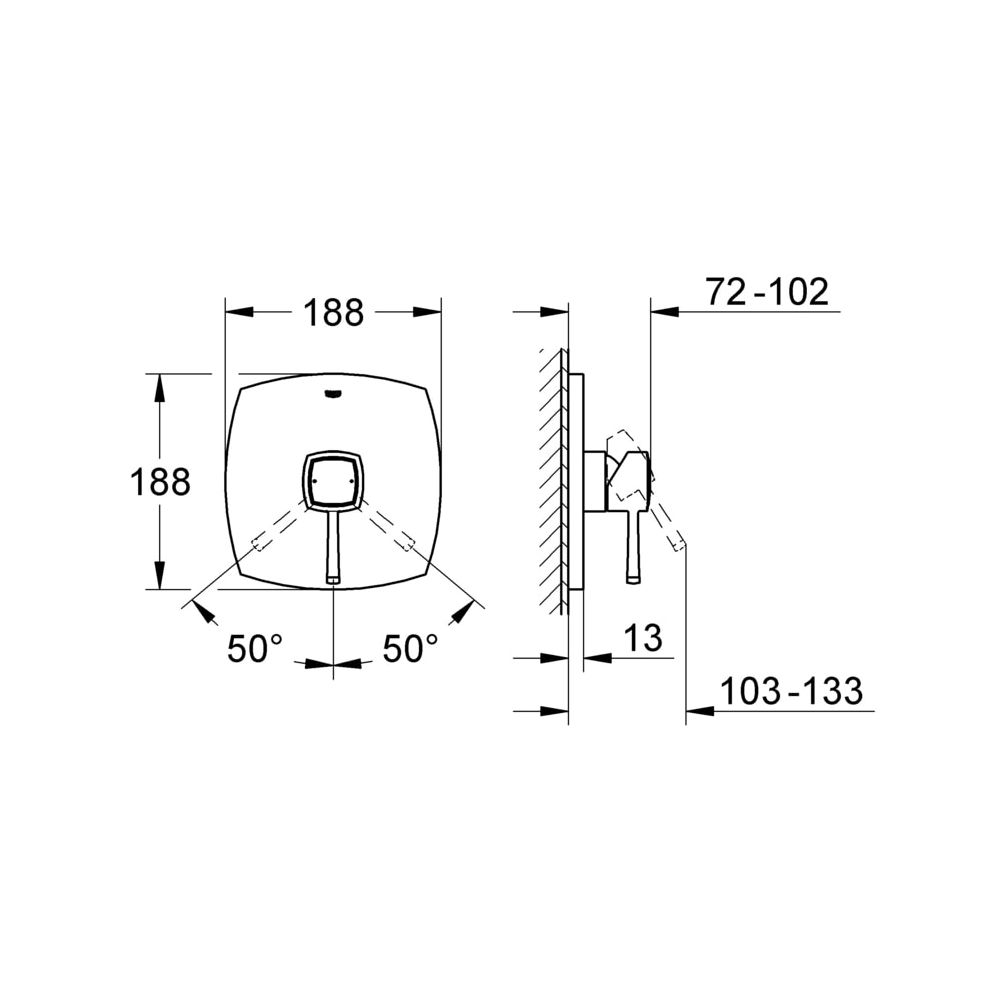 Grohe Grandera Einhand-Brausebatterie, Fertigmontageset für Rapido E, Chrom, 19932000... GROHE-19932000 4005176930713 (Abb. 3)