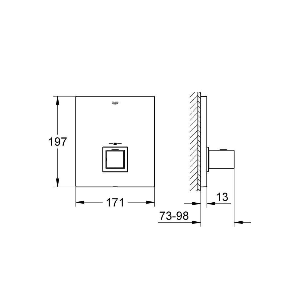 Grohe Grohtherm Cube Thermostat-Zentralbatterie, Fertigmontageset Rapido T, Chrom, 19961000... GROHE-19961000  (Abb. 3)