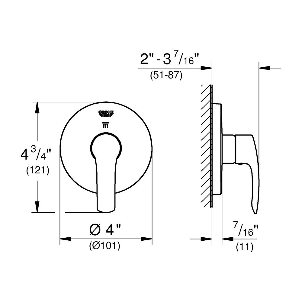 Grohe Eurosmart 3-Wege-Umstellung Fertigmontageset Aufbauteil, Chrom, 19970002... GROHE-19970002 4005176305016 (Abb. 3)