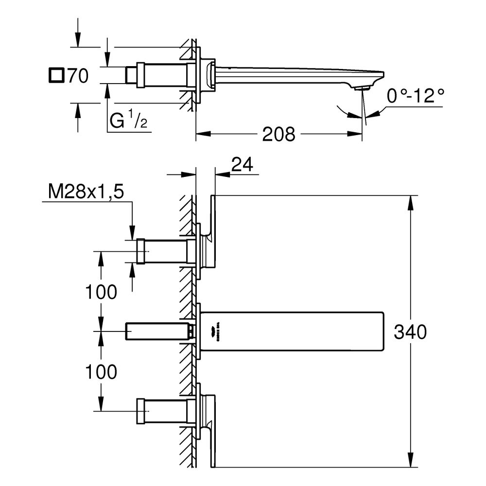 Grohe Allure 3-Loch-Waschtischbatterie, Wandmontage, Fertigmontageset für 29 025, Ausla... GROHE-20193MS2 4005176945212 (Abb. 3)