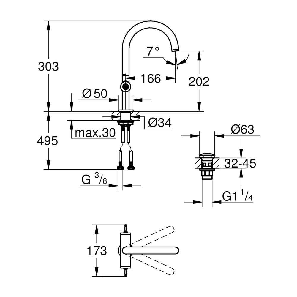 Grohe Atrio PC Waschtisch-Einlochbatterie L-Size, Cool Sunrise gebürstet für Hebelgriff... GROHE-21134GN0 4005176510830 (Abb. 3)