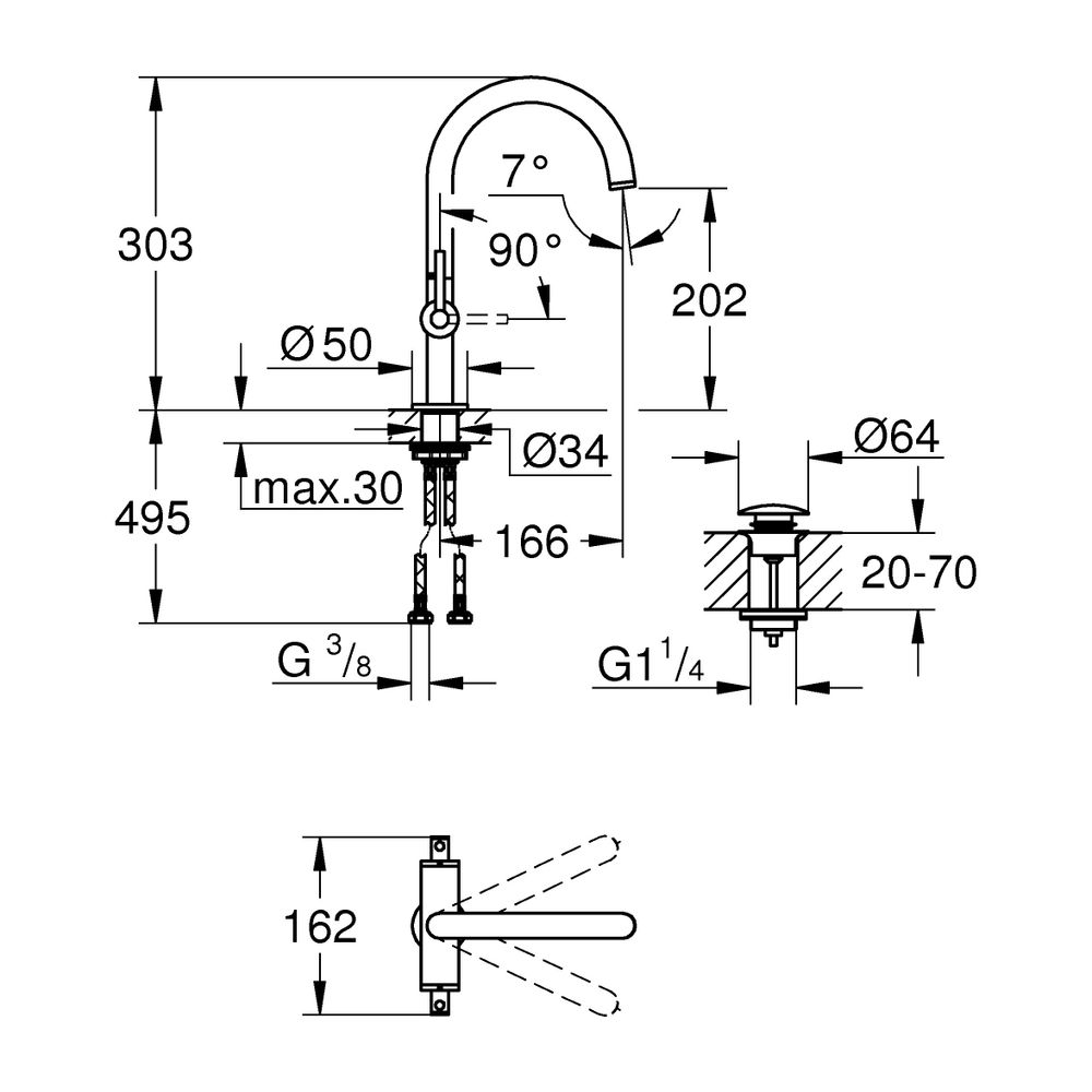 Grohe Atrio Waschtisch-Einlochbatterie 1/2" L-Size, Cool Sunrise gebürstet, mit Hebelgr... GROHE-21145GN0 4005176952081 (Abb. 3)