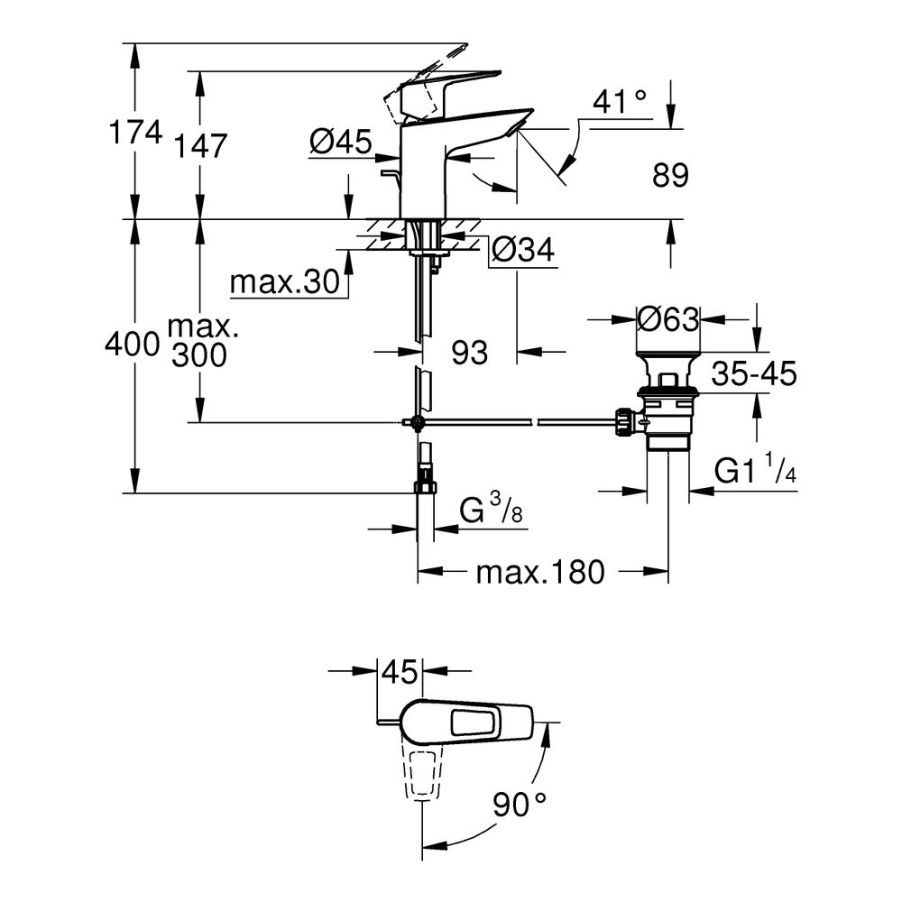 Grohe BauLoop Einhand-Waschtischbatterie, S-Size, Energie-Sparfunktion, EcoJoy 5,7l/mi... GROHE-22054001 4005176554162 (Abb. 10)
