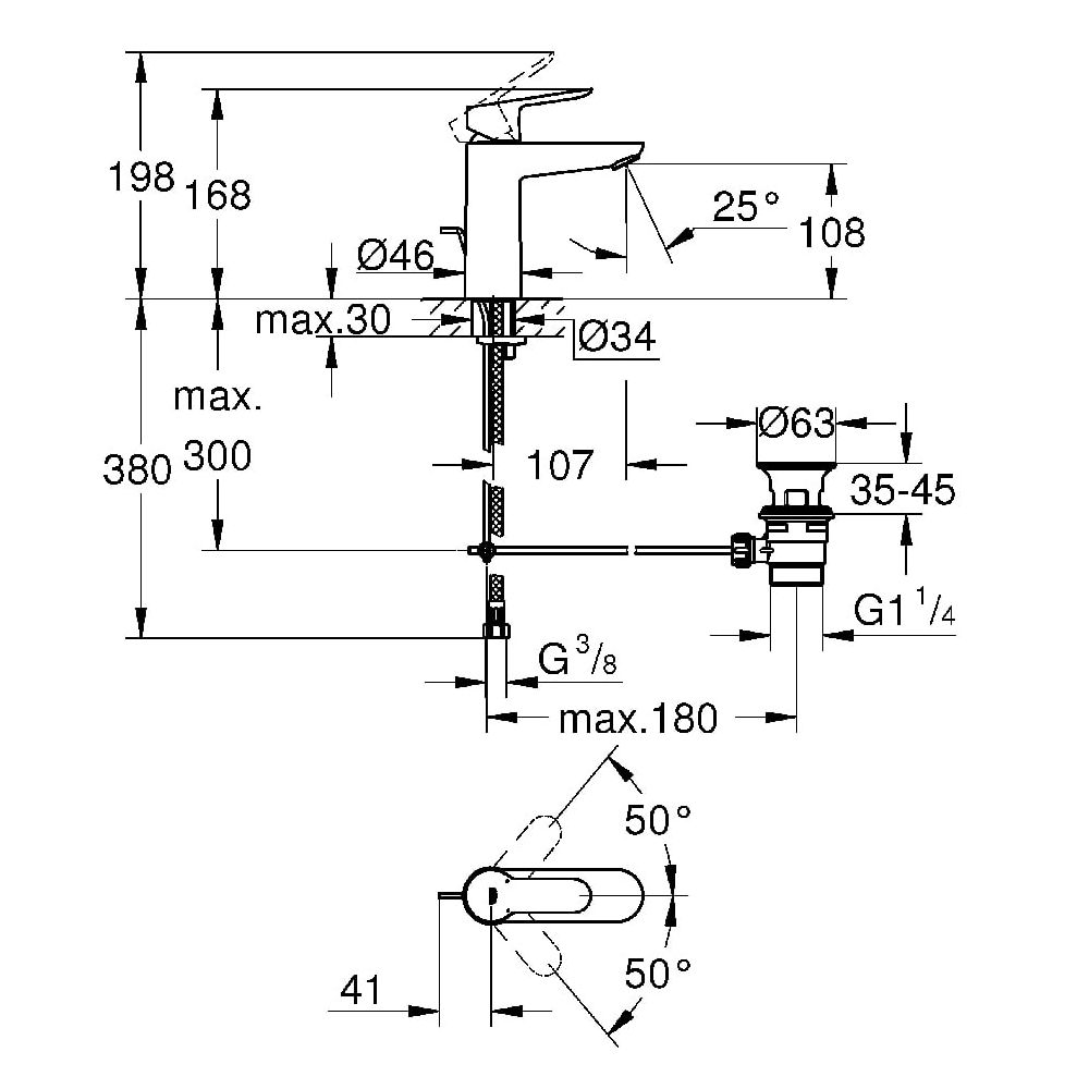 GROHE Einhand-Waschtischbatterie BauEdge 23758 M-Size chrom... GROHE-23758000 4005176388460 (Abb. 3)