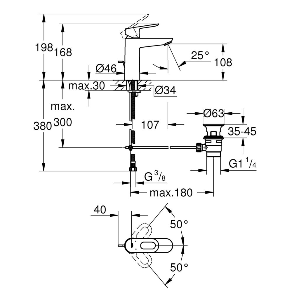 Grohe BauLoop Einhand-Waschtischbatterie, 1/2", M-Size, Chrom, 23762000... GROHE-23762000  (Abb. 3)