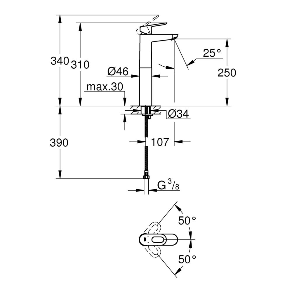 Grohe BauLoop Einhand-Waschtischbatterie, 1/2", XL-Size, Chrom, 23764000... GROHE-23764000  (Abb. 3)