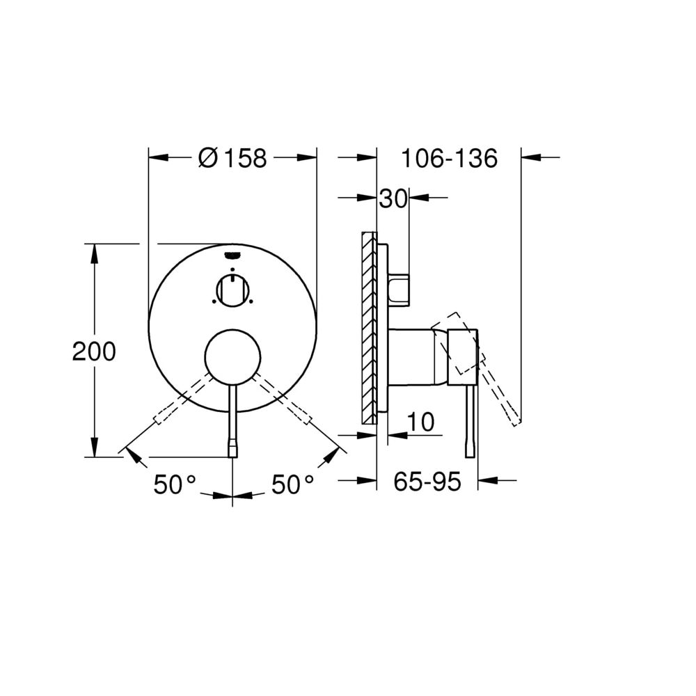 Grohe Essence Einhandbatterie mit 3-Wege Umstellung, Fertigmontageset für Rapido SmartB... GROHE-24092001 4005176480522 (Abb. 3)
