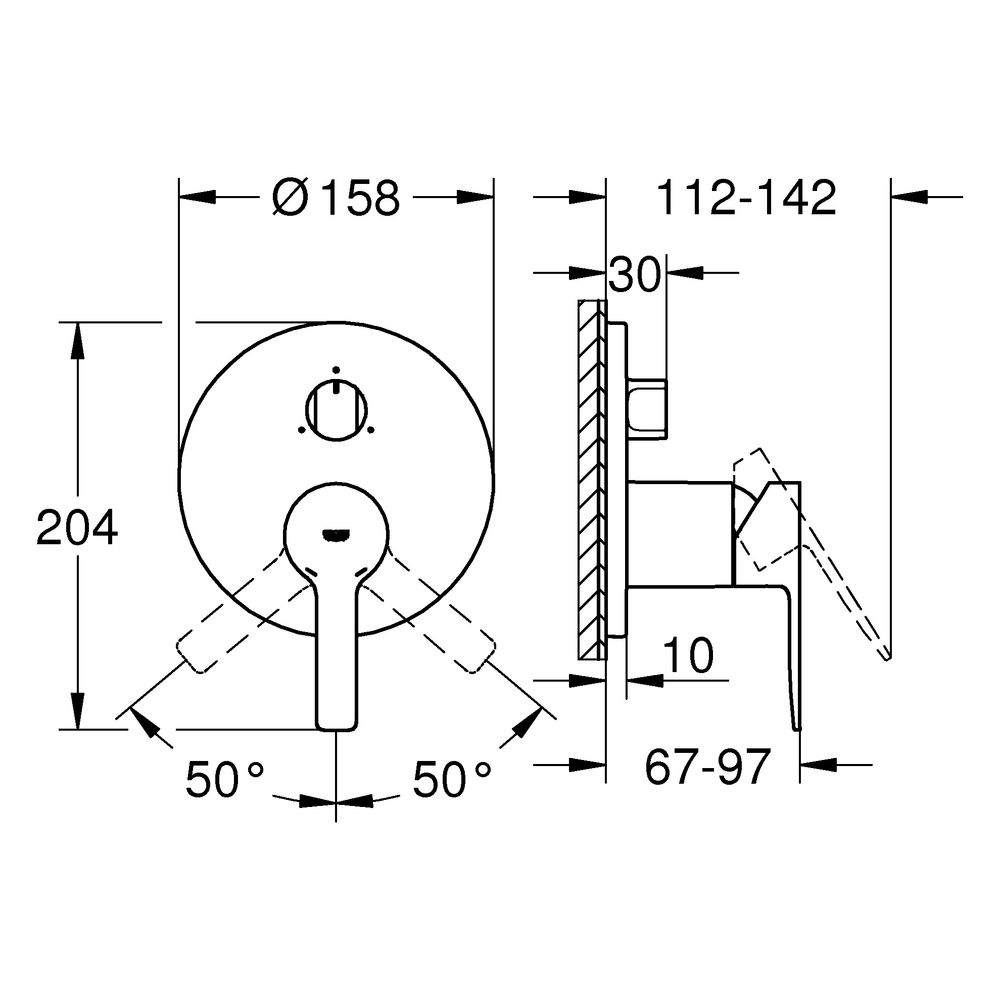 Grohe Lineare Einhandbatterie Fertigmontageset, mit 3-Wege-Umstellung, für Rapido Smart... GROHE-24095GN1 4067393101239 (Abb. 3)