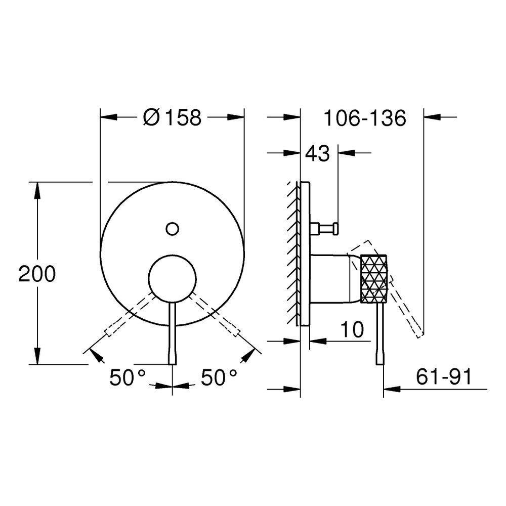 Grohe Essence Einhand-Wannenbatterie, FMS für Rapido SmartBox, Crafted Bedienungshebel,... GROHE-24167DE1 4067393107866 (Abb. 3)