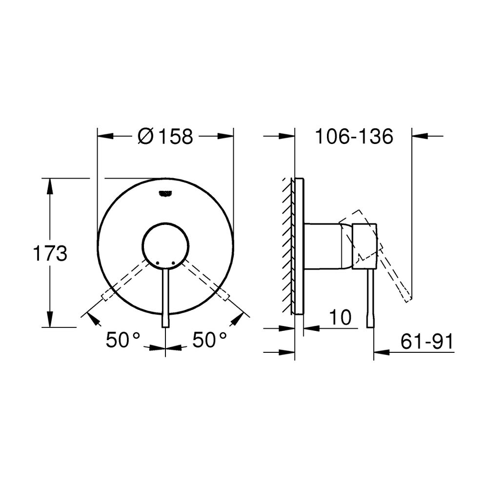 Grohe Essence 1-Loch-Einhand-Brausebatterie Phantom Black, Fertigmontageset für Rapido ... GROHE-24168KF1 4067393019855 (Abb. 3)